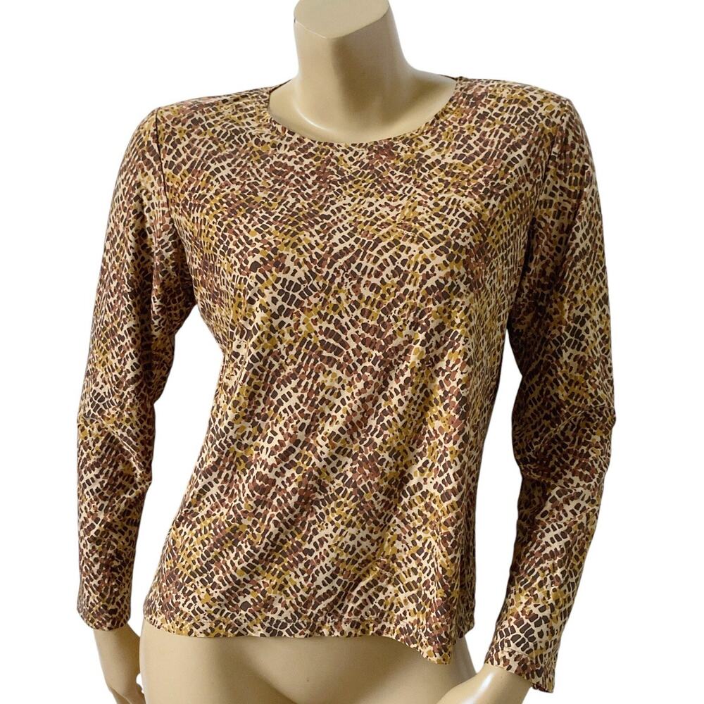 Rafaella Tribal Print Long Sleeve Stretch Top Women's Size Large